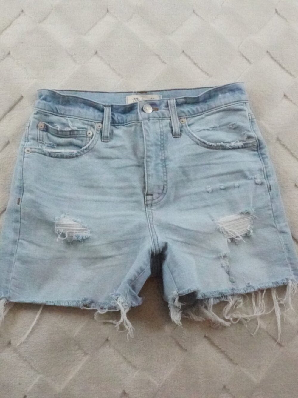Madewell High-Rise Denim Shorts Womens 26 in Posey Wash Distressed